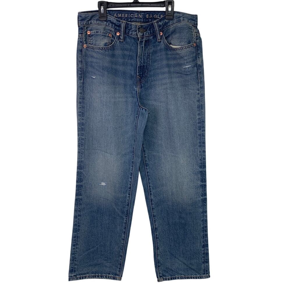 New American Eagle Mens 29X30 Cotton Blend Athletic Loose Denim Blue Jeans
